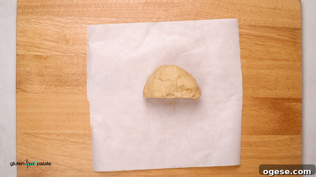 Cut the dough for the gluten free chicken pot pie crust.