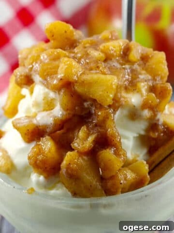 apple topping on frozen yogurt