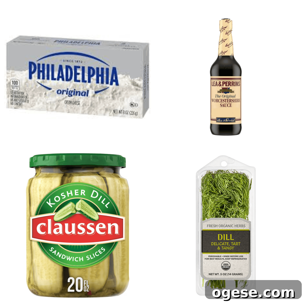 Creamy Dill Pickle Dip Recipe for Parties and Snacks 3 ingredients including cream cheese, Worcestershire sauce, Claussen pickles, and fresh dill.