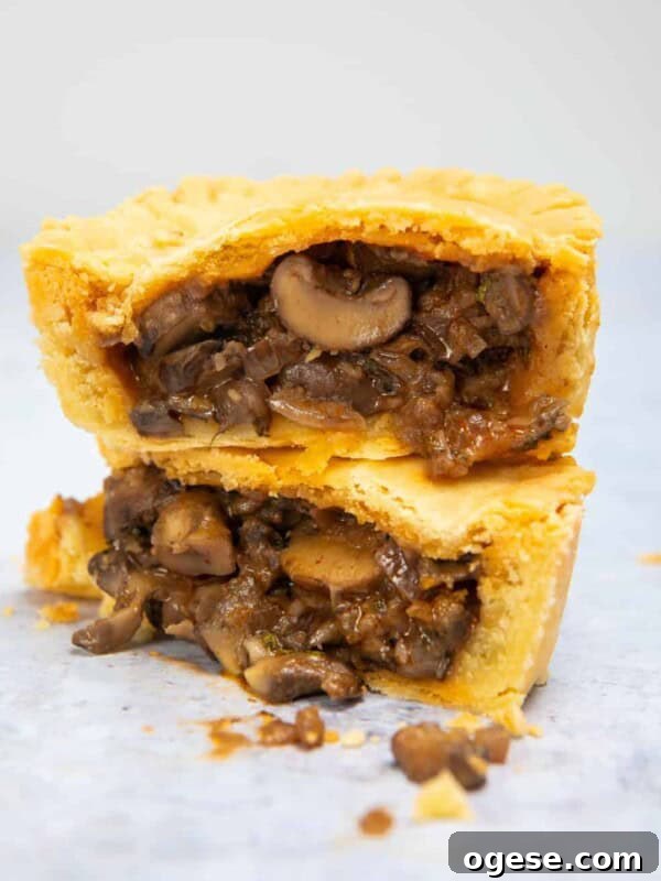 Mushroom Stroganoff Pie - cut open