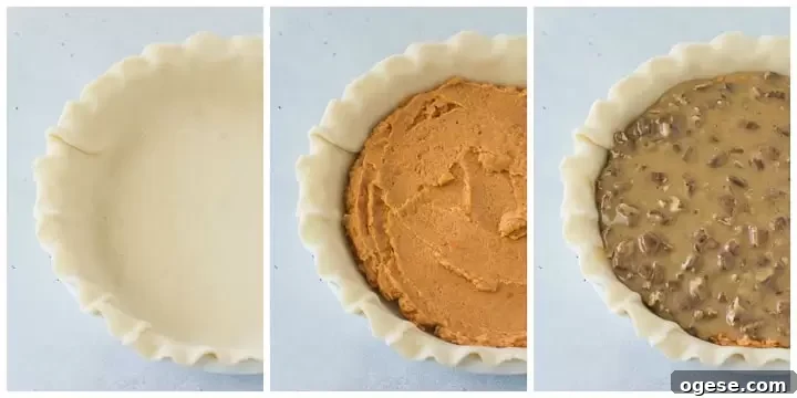 Sweet Potato and Pecan Pie Recipe | Southern Holiday Dessert 5 how to assemble sweet potato pecan pie step by step