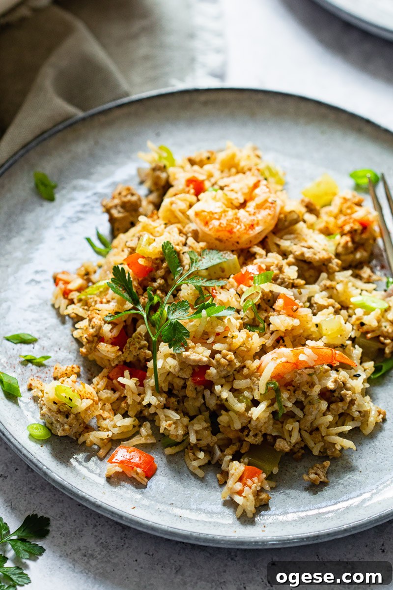 Shrimp Cajun Dirty Rice Recipe with Bold Creole Flavors 3 Cajun Dirty Rice with Shrimp on a plate
