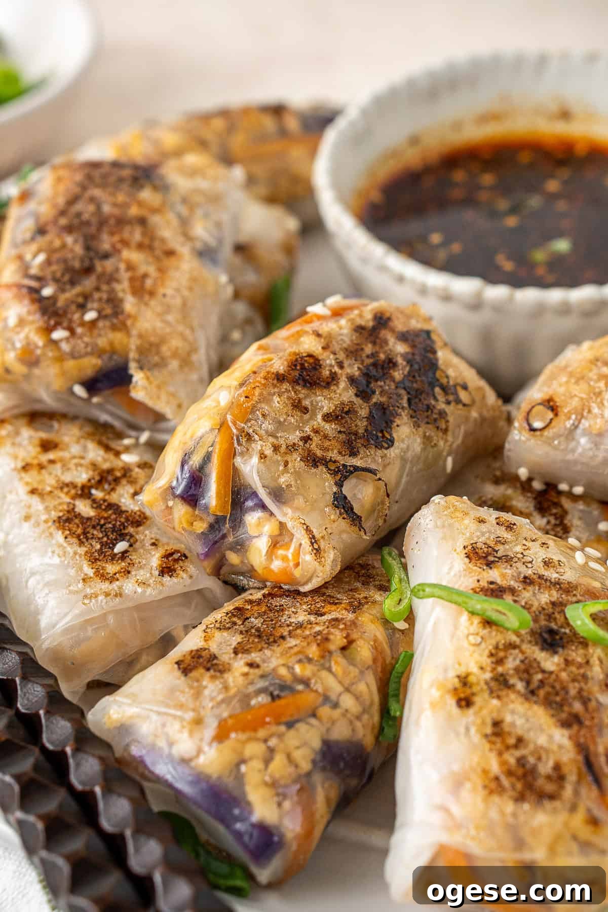 Crispy Rice Paper Dumplings Recipe — Crunchy Asian-Style Bites 4 Close up of the cooked crispy dumplings on a plate.