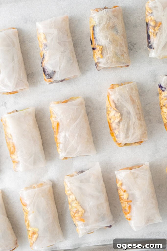 Crispy Rice Paper Dumplings Recipe — Crunchy Asian-Style Bites 8 The wrapped dumplings on a tray.