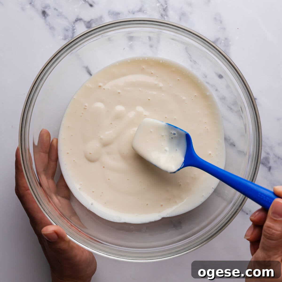 Madeleine-Style Tofu Doughnuts: Light, Protein-Packed Treats 5 bowl with blended tofu and yoghurt.