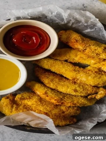 fried chicken tenders with ketchup and honey mustard