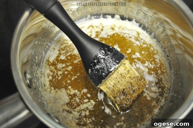 Easy Chicken Caesar Salad - The Grateful Girl Cooks! Basting sauce used for grilling chicken for caesar salad.