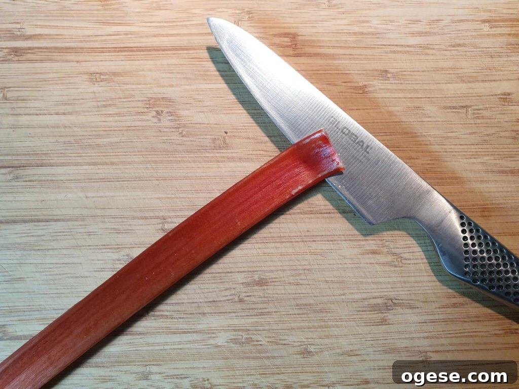 Peeling rhubarb