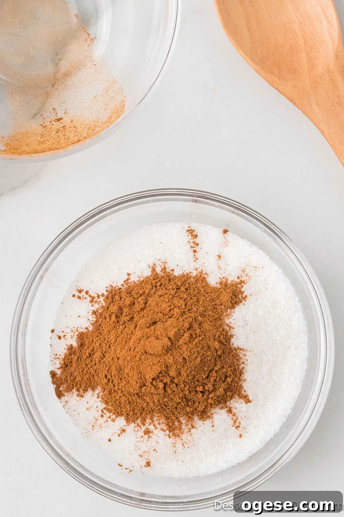Cinnamon and sugar combined in a bowl. 