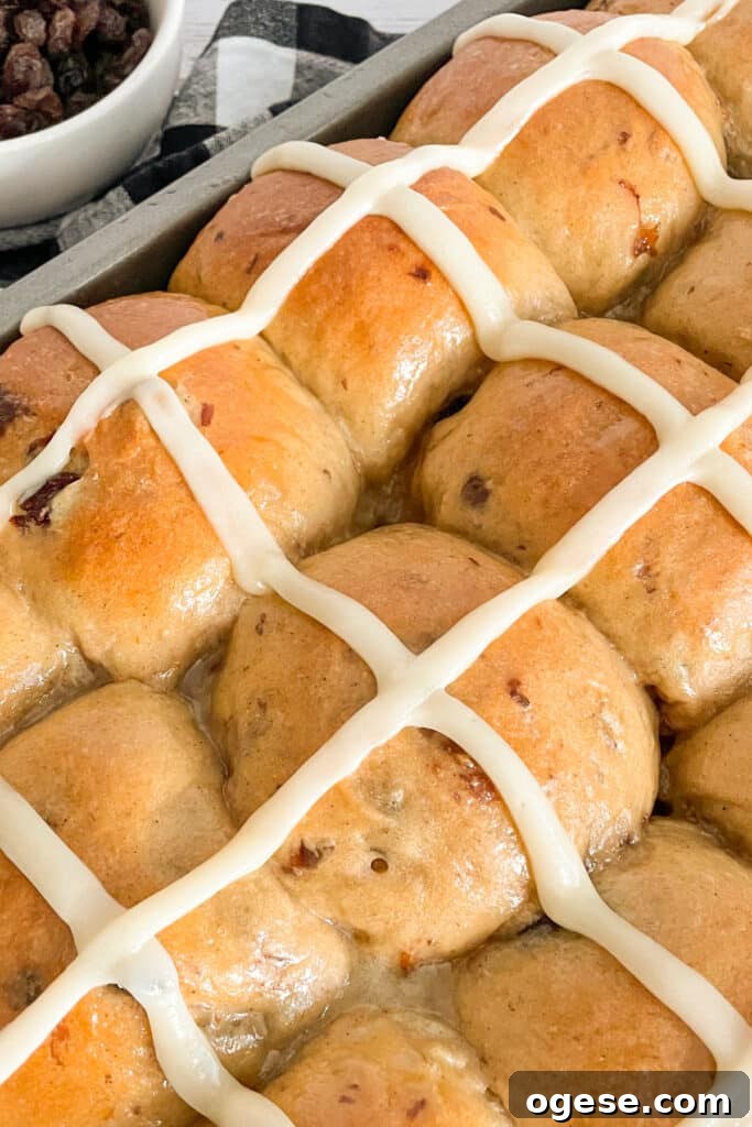 Soft & Fluffy Hot Cross Buns recipe baked and ready to be served. 