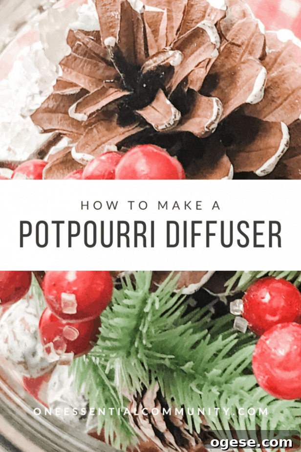 Christmas Potpourri Diffuser Guide: Scent Ideas & Care Tips 13 Pinterest image for how to make an essential oil potpourri diffuser
