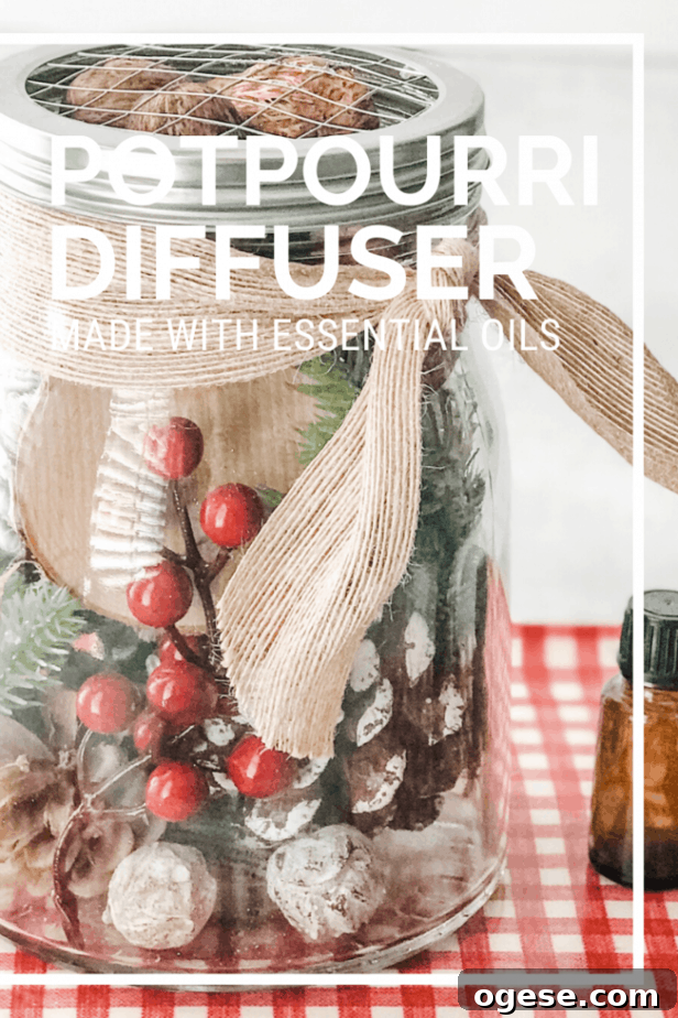 Christmas Potpourri Diffuser Guide: Scent Ideas & Care Tips 14 Pinterest image for Christmas potpourri diffuser made with essential oils
