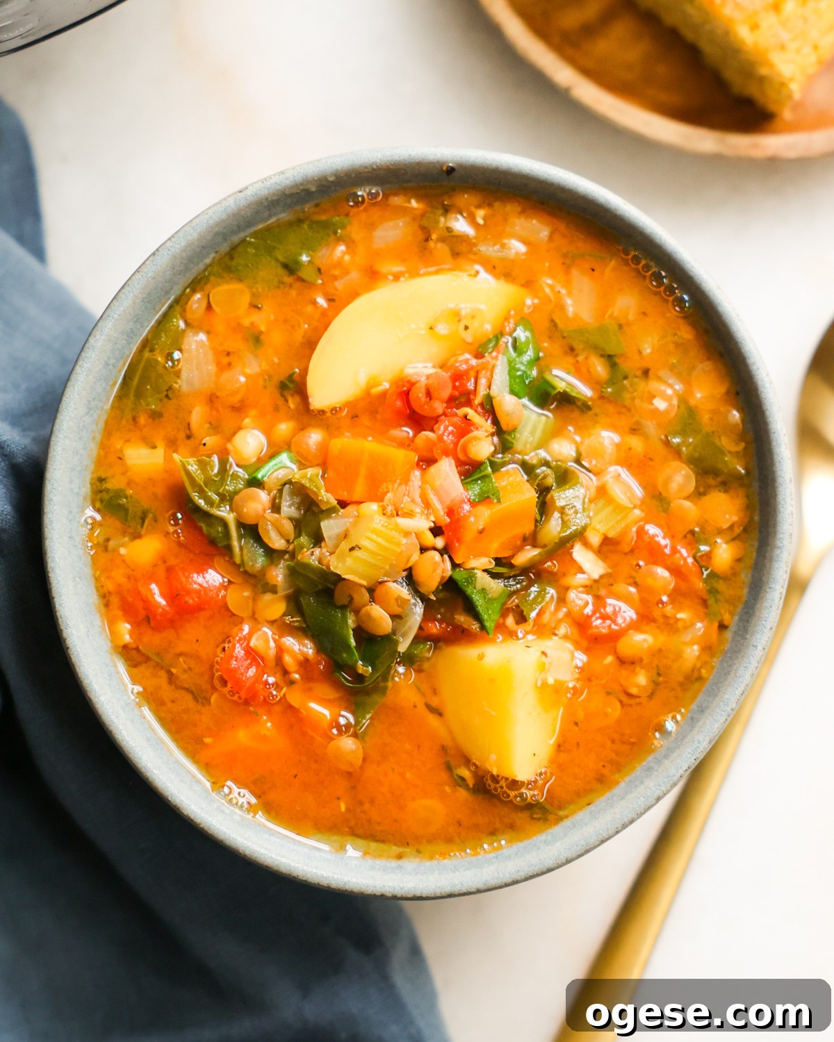 Hearty Instant Pot Lentil Soup Recipe for Busy Weeknights 4 overhead lentil soup