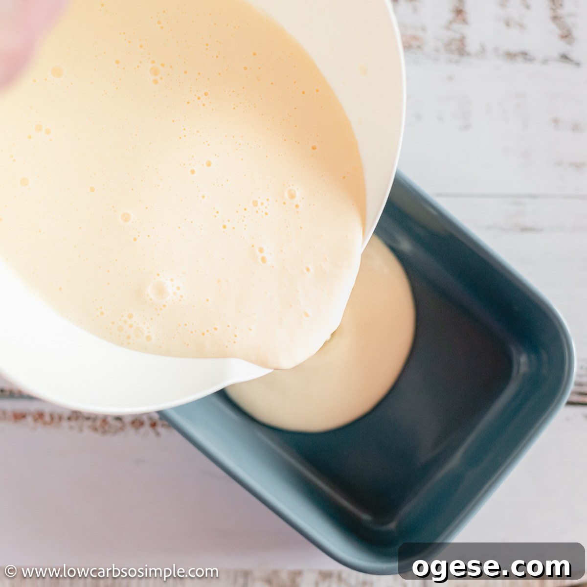 Pouring the Mixture into Baking Dish | Low-Carb, So Simple