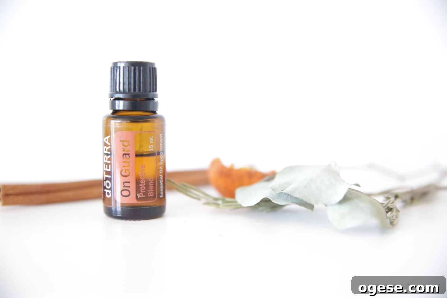 doTERRA's on guard essential oil on white marble
