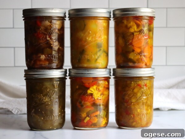 Six different jars of regional chow chows.