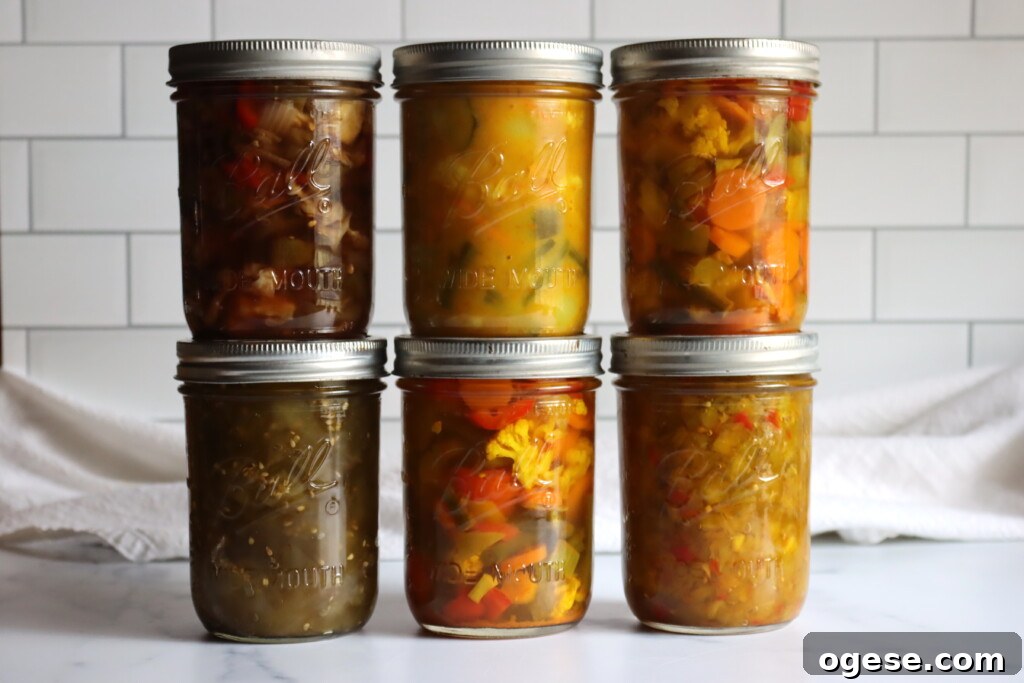 Six different jars of regional chow chows.