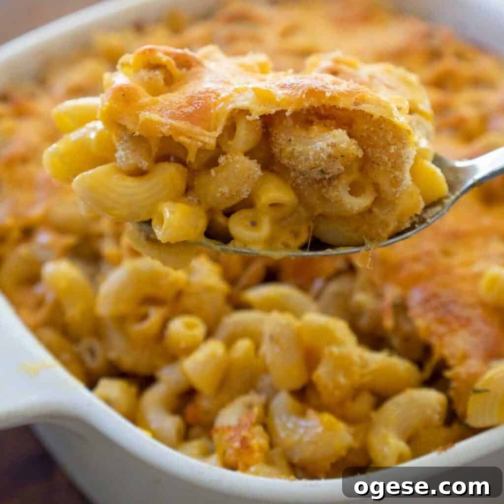 15 Creative Recipes to Transform Leftover Mac and Cheese 2 spoon holding scoop of baked box mac and cheese in baking dish