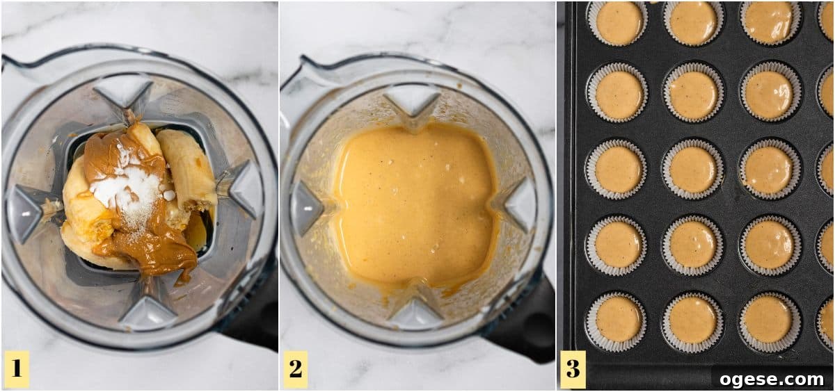 Process shots to make blender muffins.