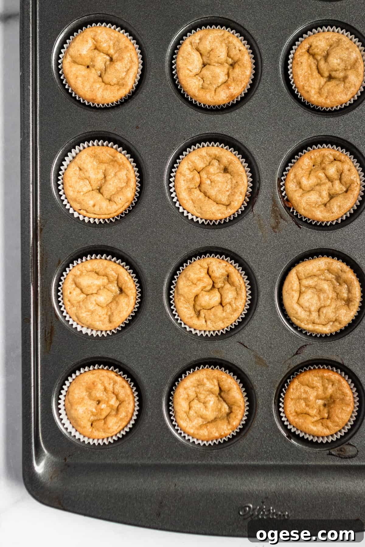 Baked muffins in mini muffin tin.