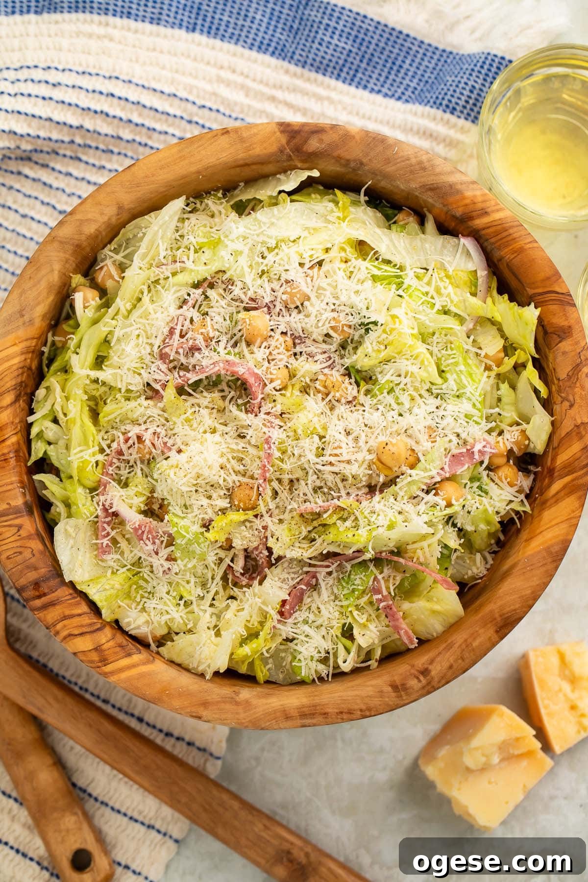 Kardashian Salad: La Scala Chopped Salad Recipe You’ll Love 3 Kardashian salad (La Scala chopped salad) in a wooden bowl.