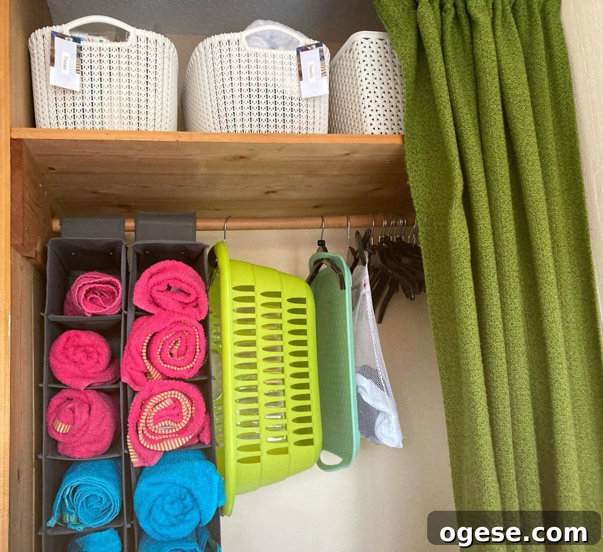 Hangers holding various items