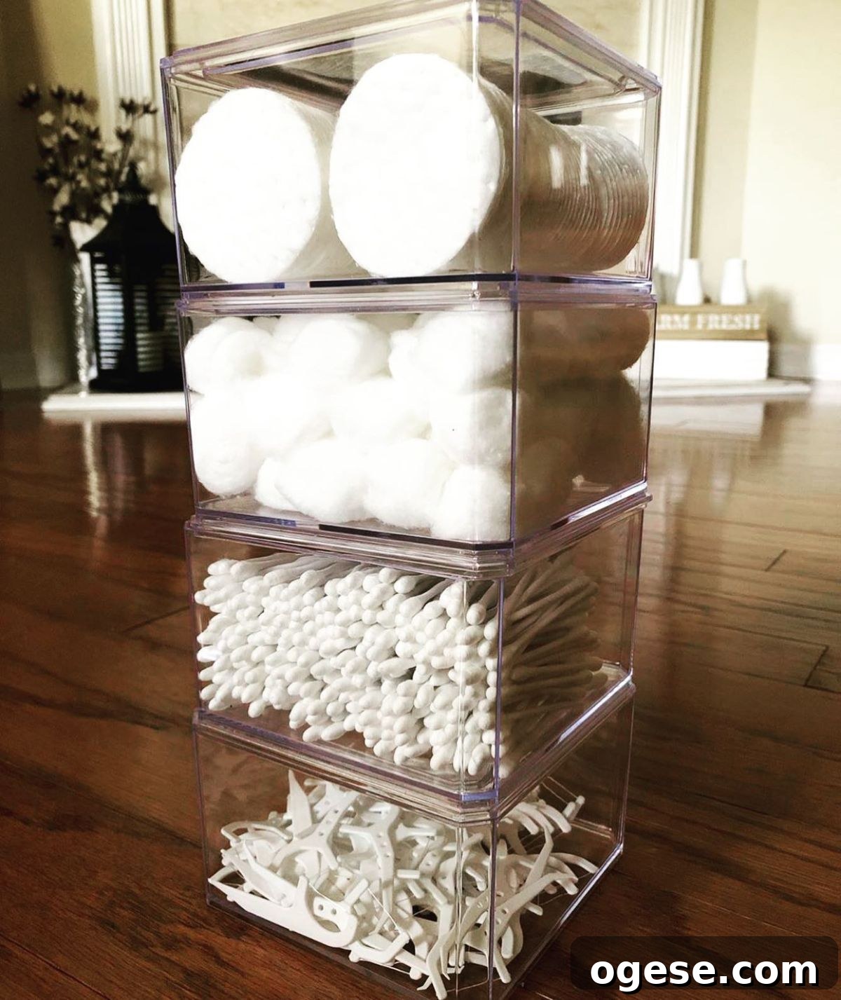 Stackable storage boxes saving counter space