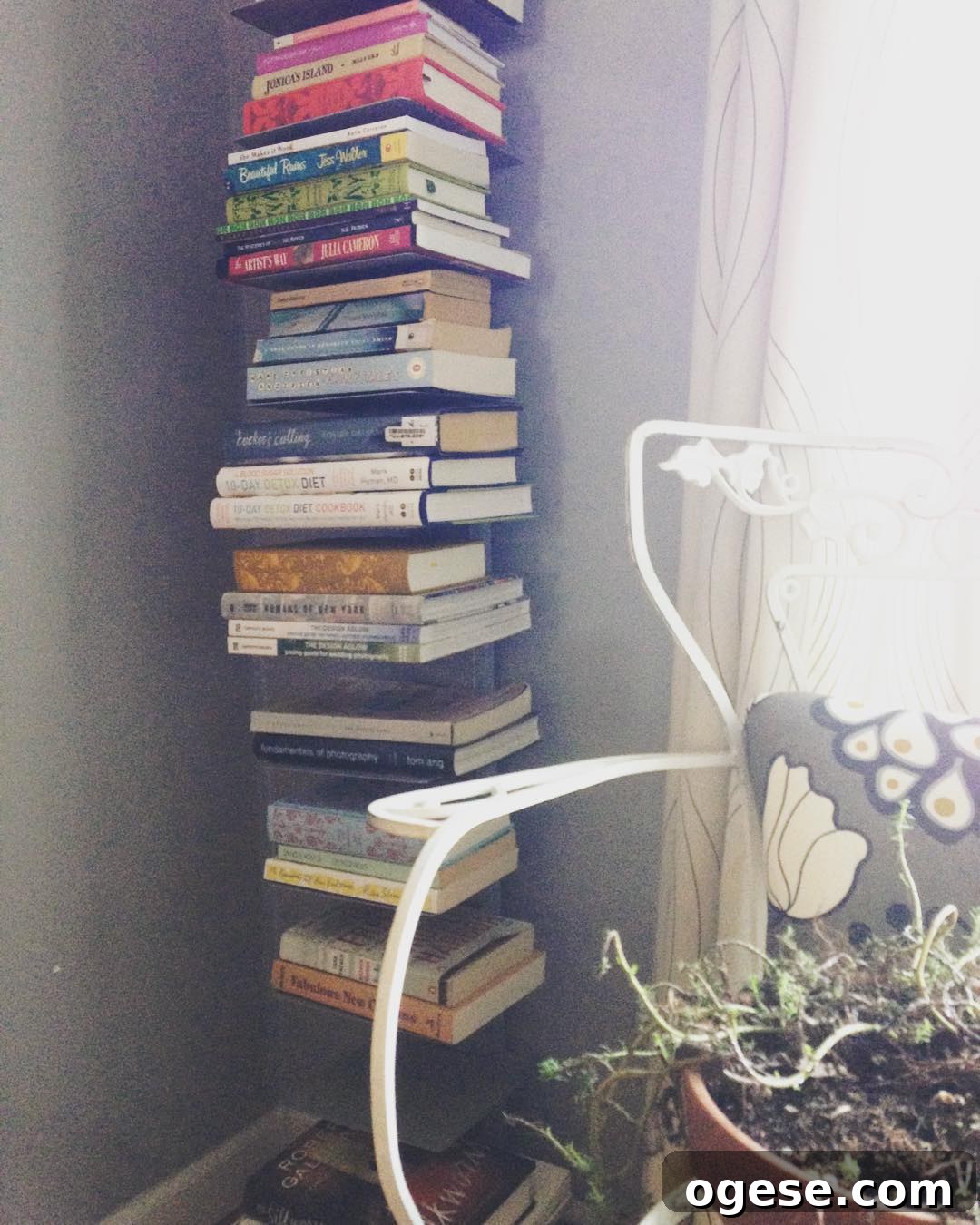 Tall vertical bookcase filled with books