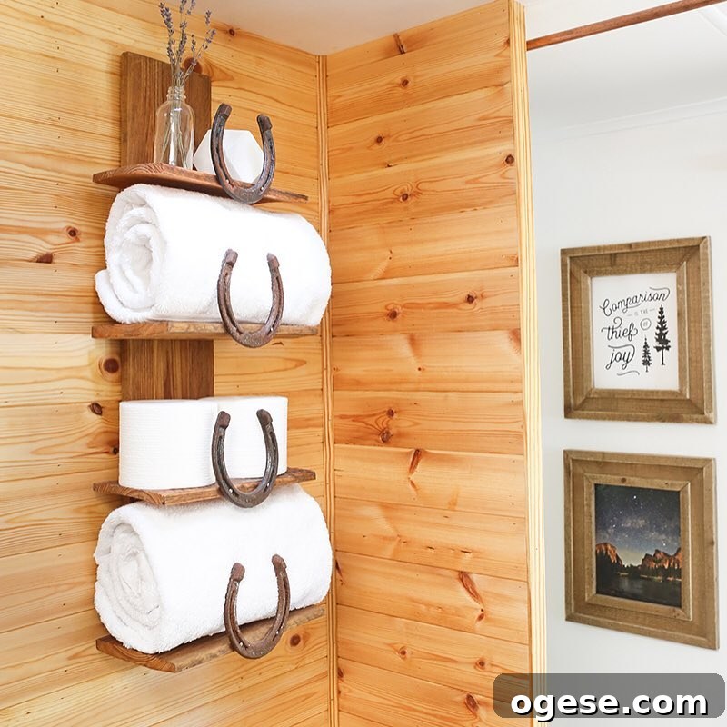 Vertical towel storage in a bathroom