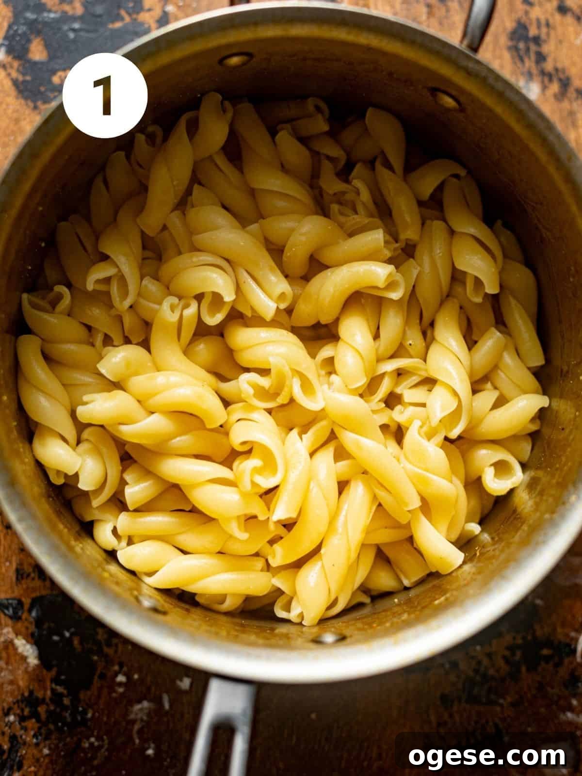 pasta boiled in a saucepan.