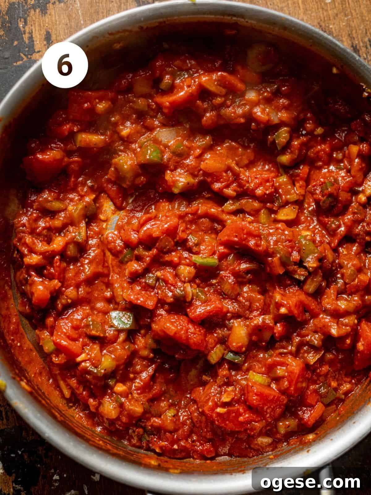 creamy tomato sauce in a pan.