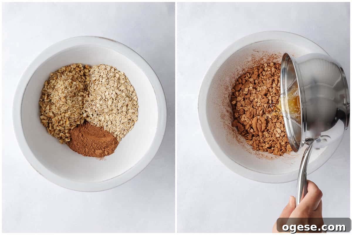 How to mix ingredients for simple granola recipes.