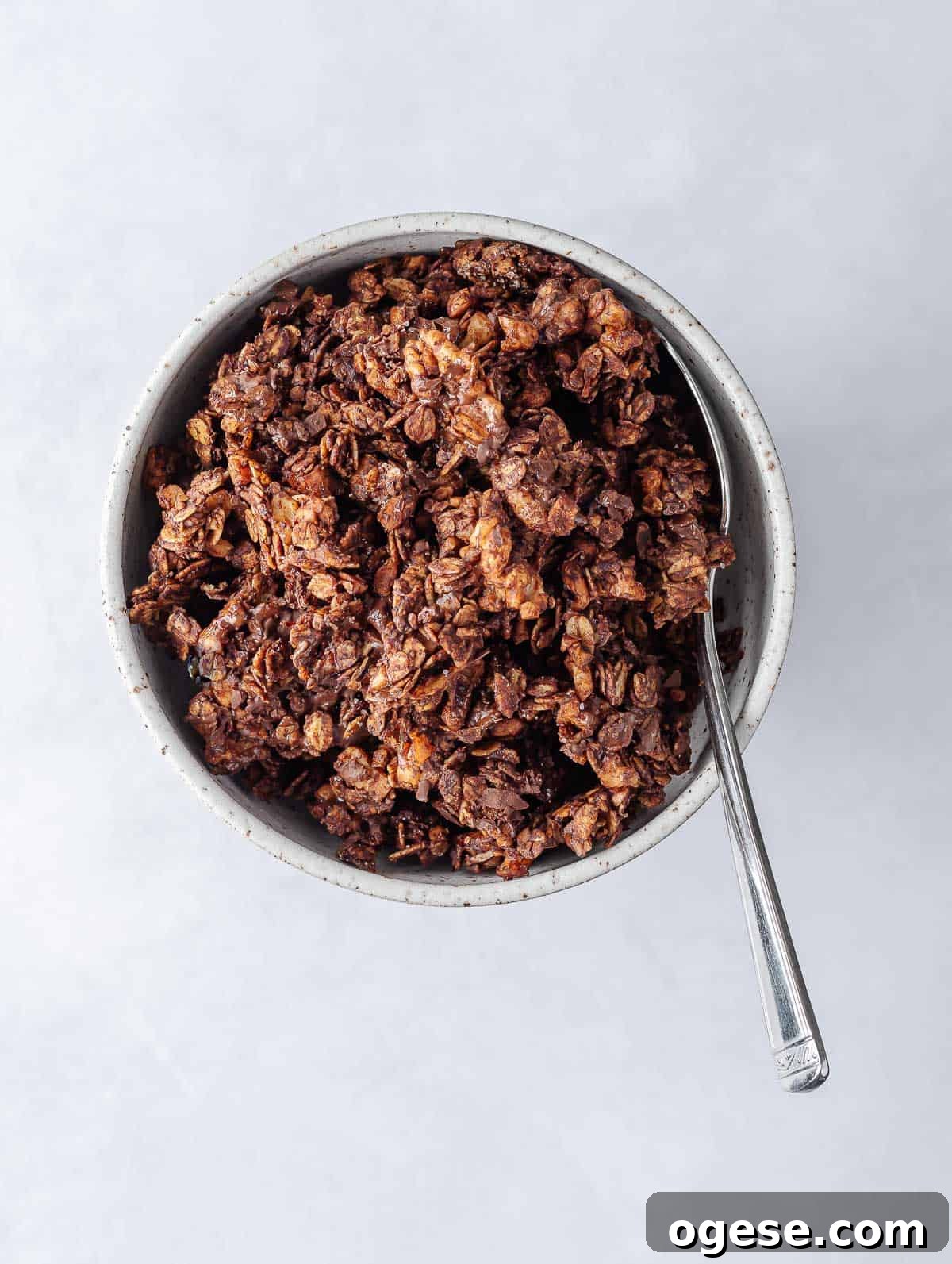 A bowl of chocolate granola.