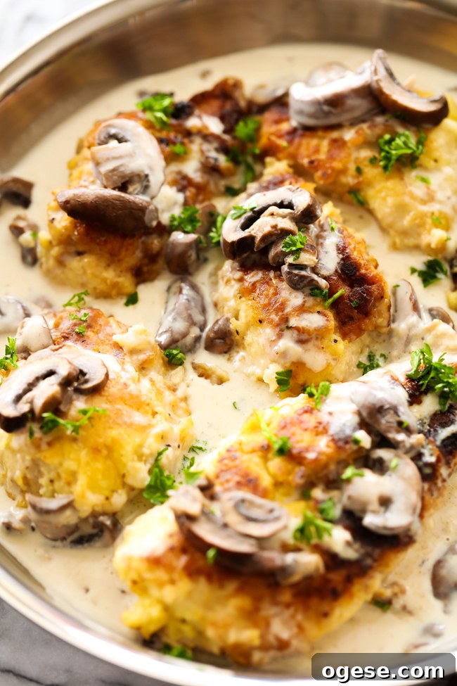 Creamy Pan-Fried Mushroom Chicken Recipe for Weeknight Dinner 3 Pan-Fried Creamy Mushroom Chicken