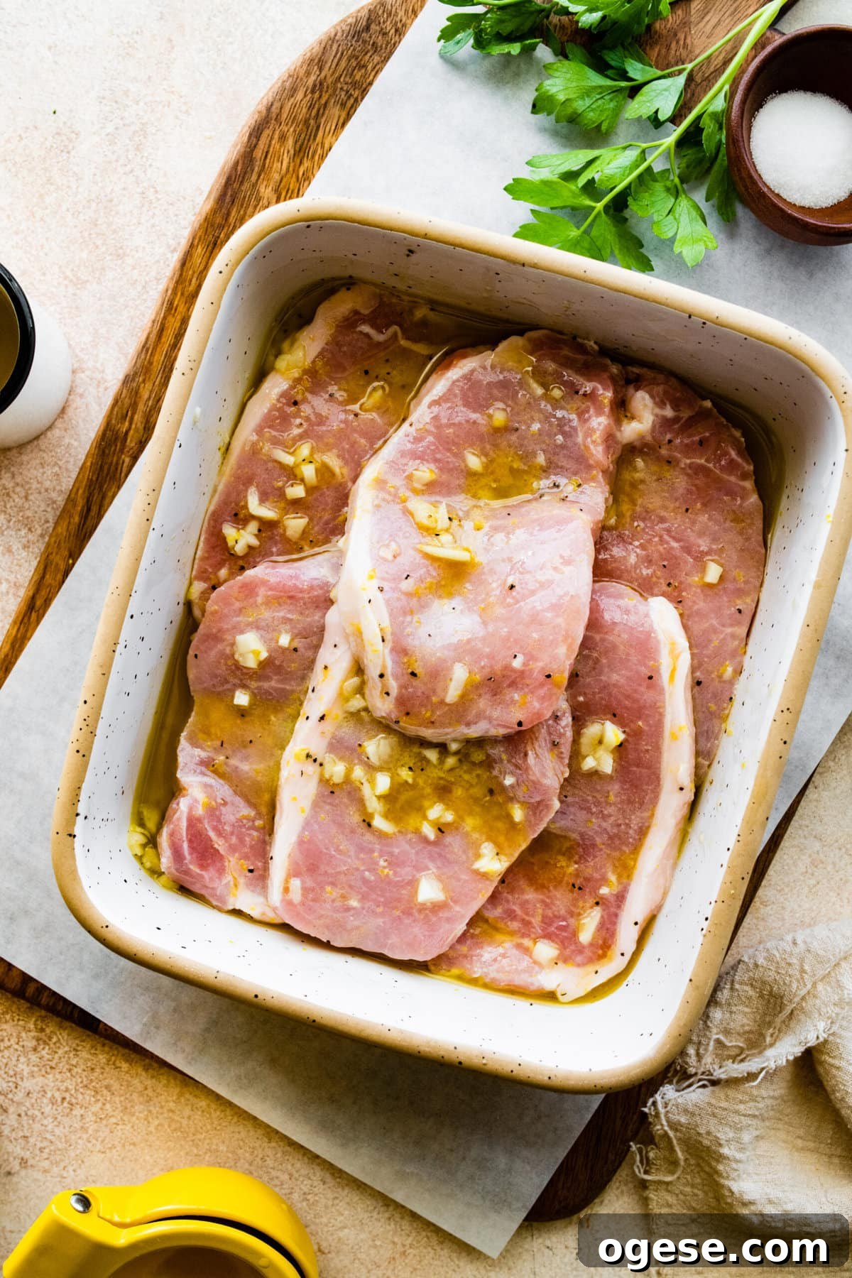 Perfectly Pan-Seared Thin Pork Chops: Quick Juicy Recipe 10 How to Make Best Juicy Thin Pork Chops Step by Step: letting the pork chops marinade.