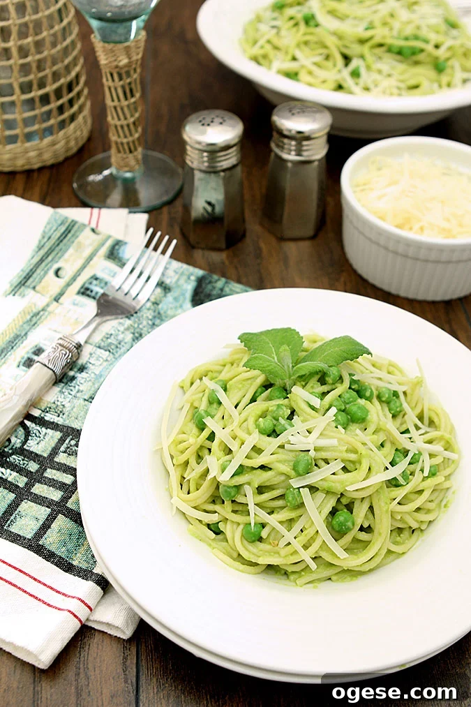 Spaghetti with Pea and Pine Nut Pesto