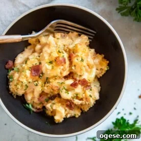 Creamy Bacon Macaroni and Cheese Recipe for Comfort Night 3 A bowl of Bacon Mac and Cheese Casserole