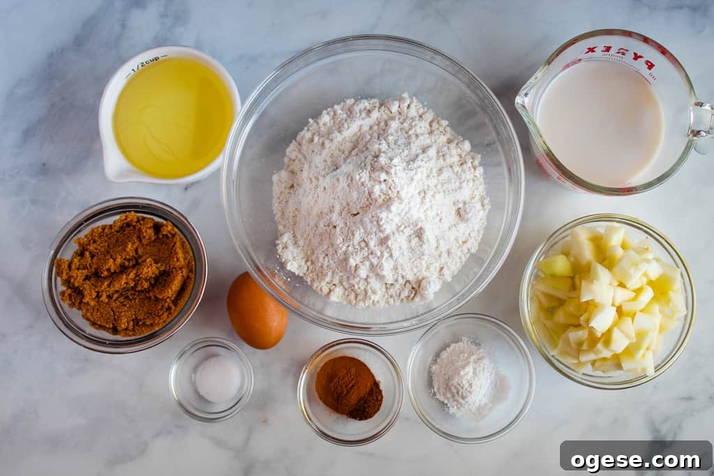 gluten free apple muffins ingredients on the counter