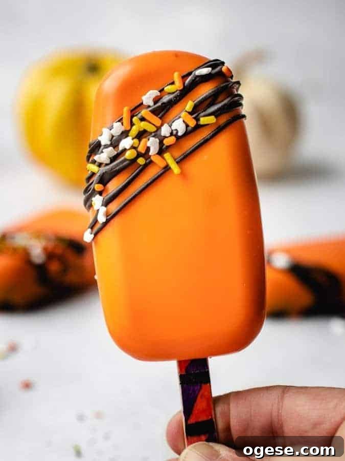 Spooky Halloween Cakesicles: Fun No-Bake Party Treats 6 Cakesicle close-up