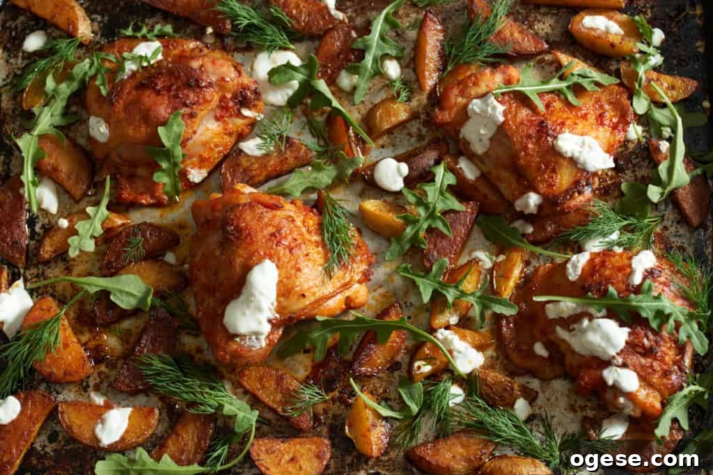 Harissa Roasted Chicken and Potatoes on a Sheet Pan 4 alt=""
