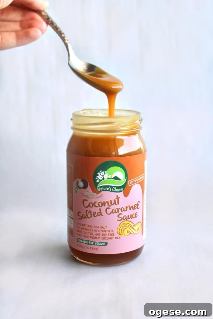 Jar of coconut salted caramel sauce