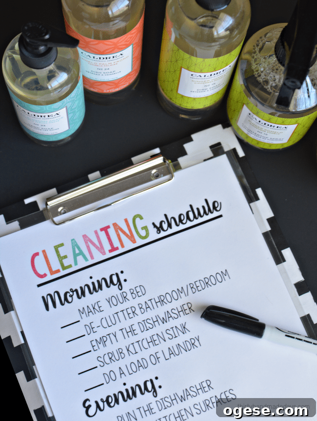 Printable Cleaning Schedule - easy way to keep track of daily jobs and check off.