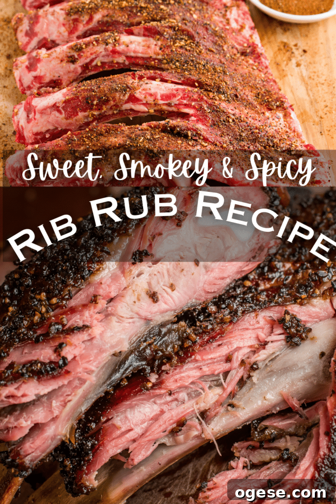 Smoked Pork Rib Dry Rub Recipe for Tender, Flavorful Ribs 7 rib rub recipe on raw and cooked ribs with text