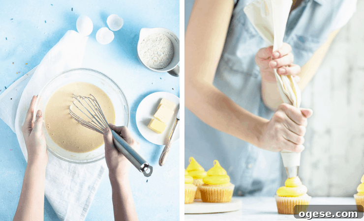 Step-by-step photos for making chick cupcakes