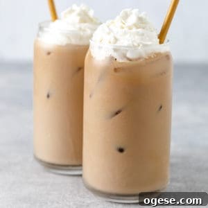 Iced Blonde Vanilla Latte Recipe: Creamy Cold Coffee Guide 6 Close up view of two iced blonde vanilla latte drinks.