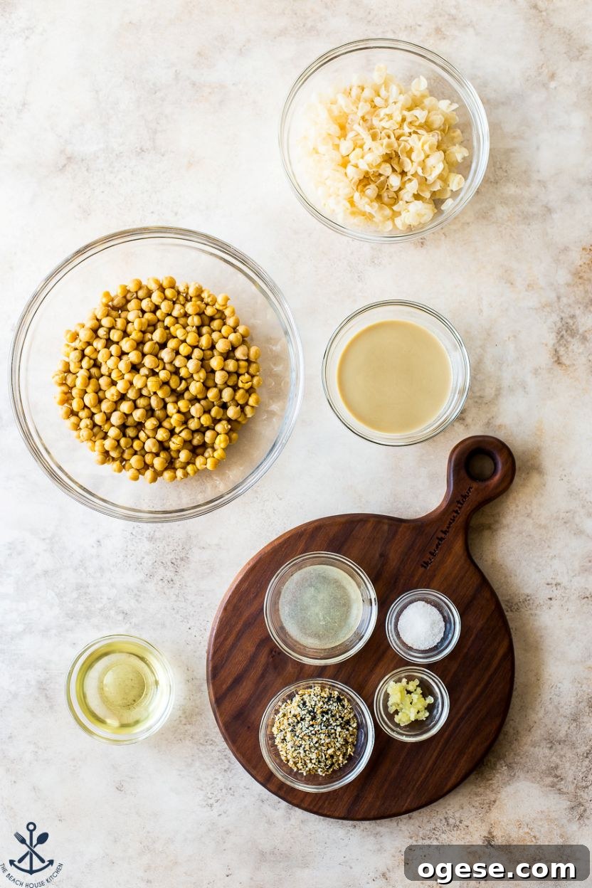Ultimate Guide to Hummus: Recipes, Tips, and Serving Ideas 4 Overhead photo of ingredients for everything hummus