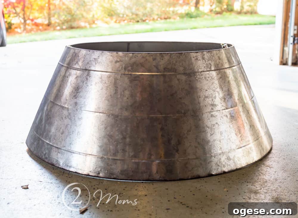 galvanized metal farmhouse Christmas tree collar