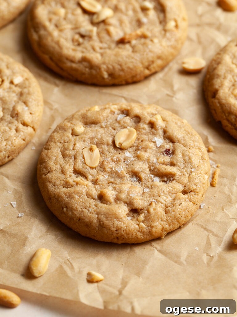 a gluten free peanut cookie on parchment paper