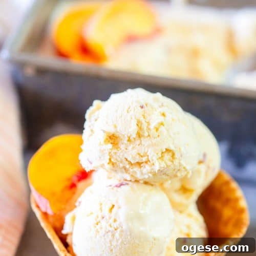 No Churn Peach Ice Cream