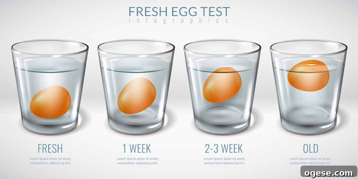 How to Cook and Use Eggs: Practical Tips and Techniques 6 Four glasses of water with eggs of different ages inside each